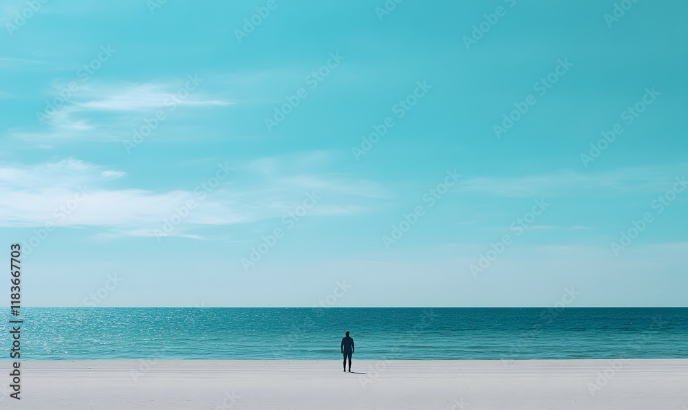 silhouette of person at the beach with a surf board against sea and bright blue sky, Generative AI silhouette of person at the beach with a surf board against sea and bright blue sky, Generative AI