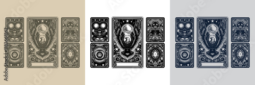elegant eagle playing card tattoo design