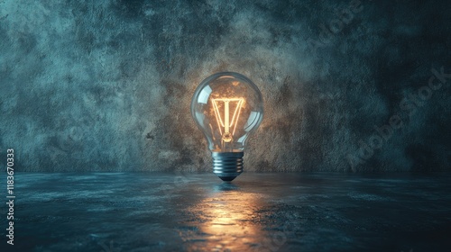 Glowing Lightbulb on Dark Background Symbolizing Bright Ideas and Creative Inspiration