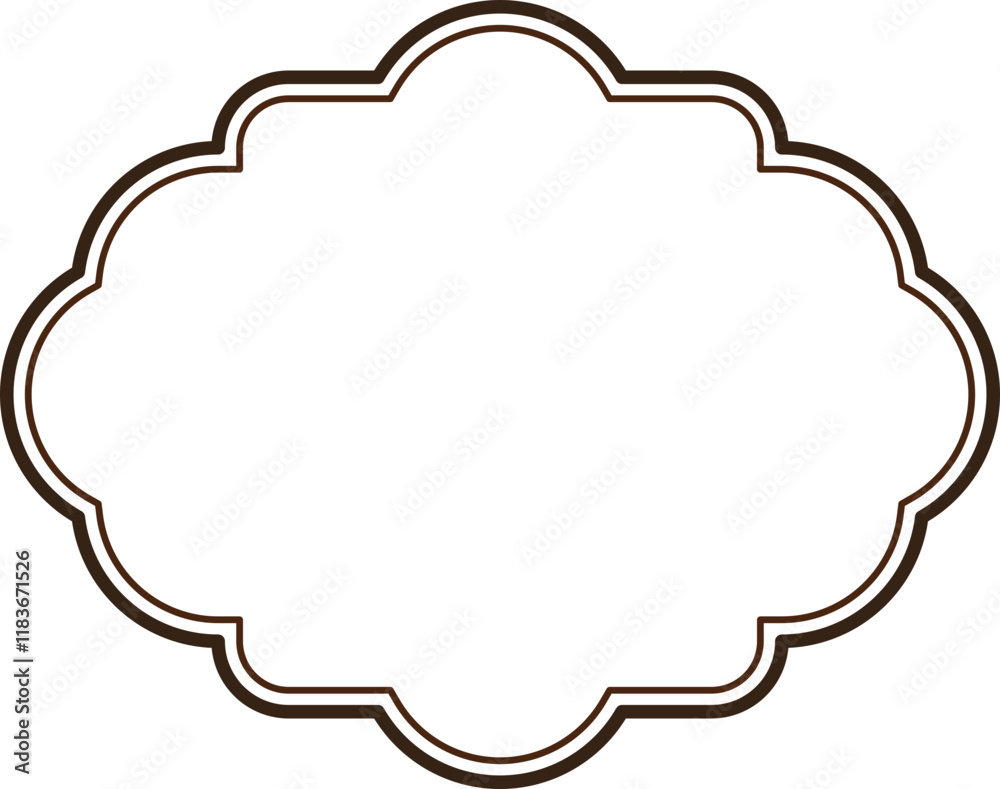 A simple yet elegant brown decorative frame perfect for adding a touch of vintage style to your designs. It features a unique cloud-like shape. A simple yet elegant brown decorative frame perfect for adding a touch of vintage style to your designs. It features a unique cloud-like shape.