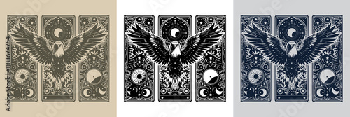 timeless eagle playing card tattoo design