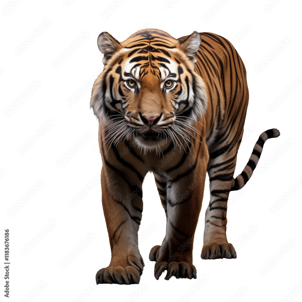Obraz premium a 3D full-body tiger isolated on a transparent background