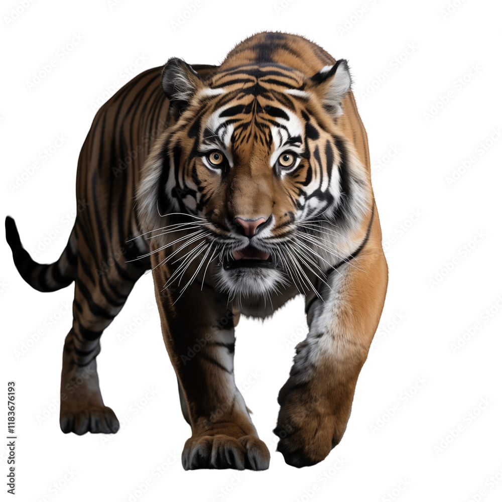 Naklejka premium a 3D full-body tiger isolated on a transparent background
