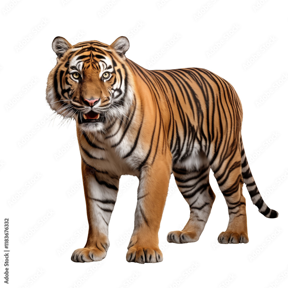 Fototapeta premium a 3D full-body tiger isolated on a transparent background