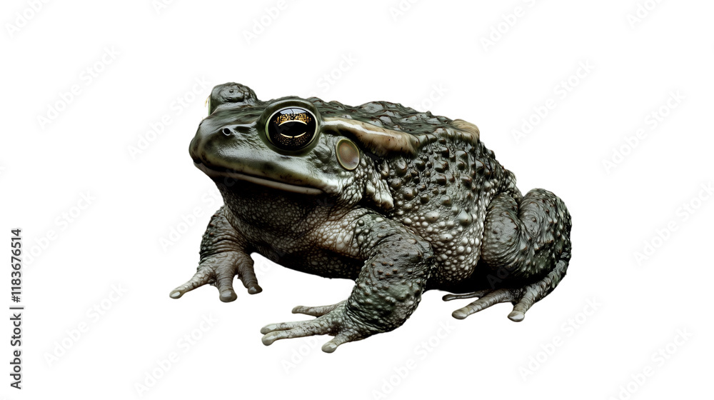 a 3D green toad isolated on a transparent background