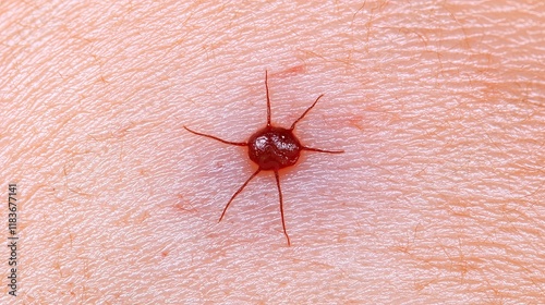 Hemangioma, benign tumor forming on skin, looking like a spider