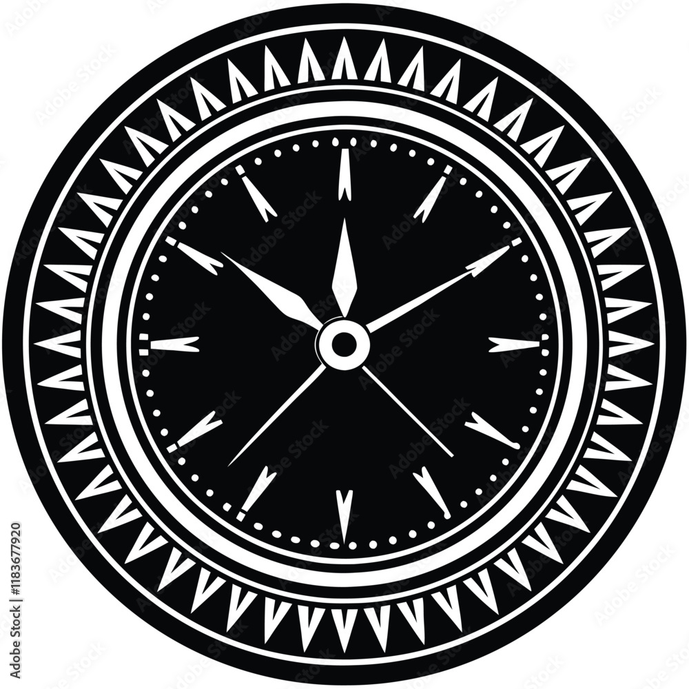 A round wall clock with bold numbers and a clock. A round wall clock with bold numbers and a clock.