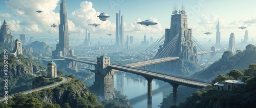 Futuristic, fantastic metropolis of the future