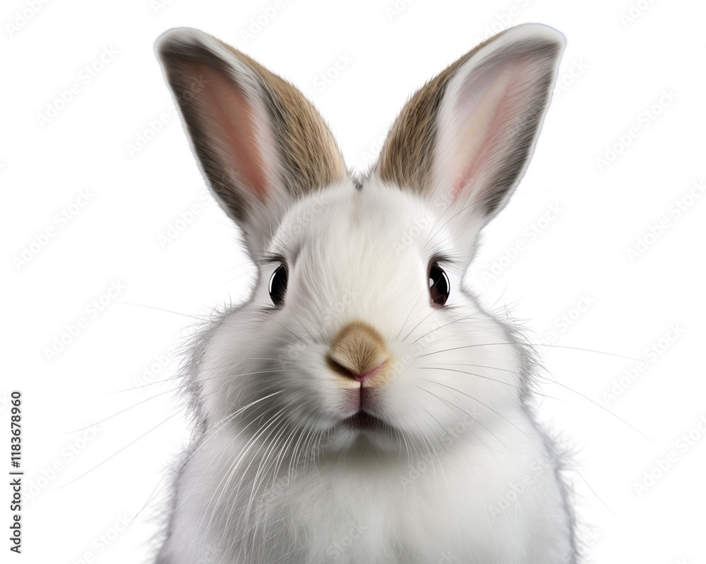Fototapeta premium a white rabbit isolated on a transparent background