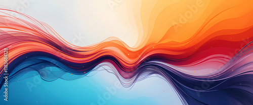 Vibrant abstract waves flow harmoniously in a colorful digital artwork showcasing fluid movement and energy