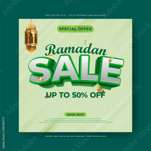 Ramadan sale square poster template