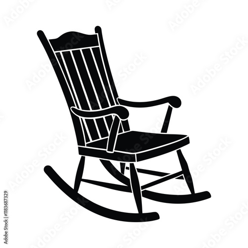 wooden rocking chair vector illustation on white background