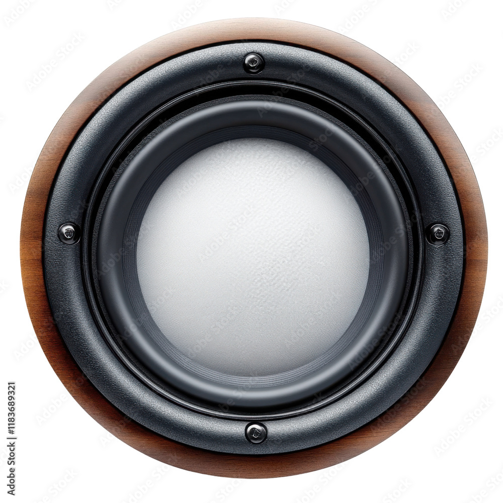 wooden speaker driver - closeup view wooden speaker driver - closeup view