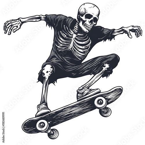 Skeleton Skateboarder Action Graphic photo