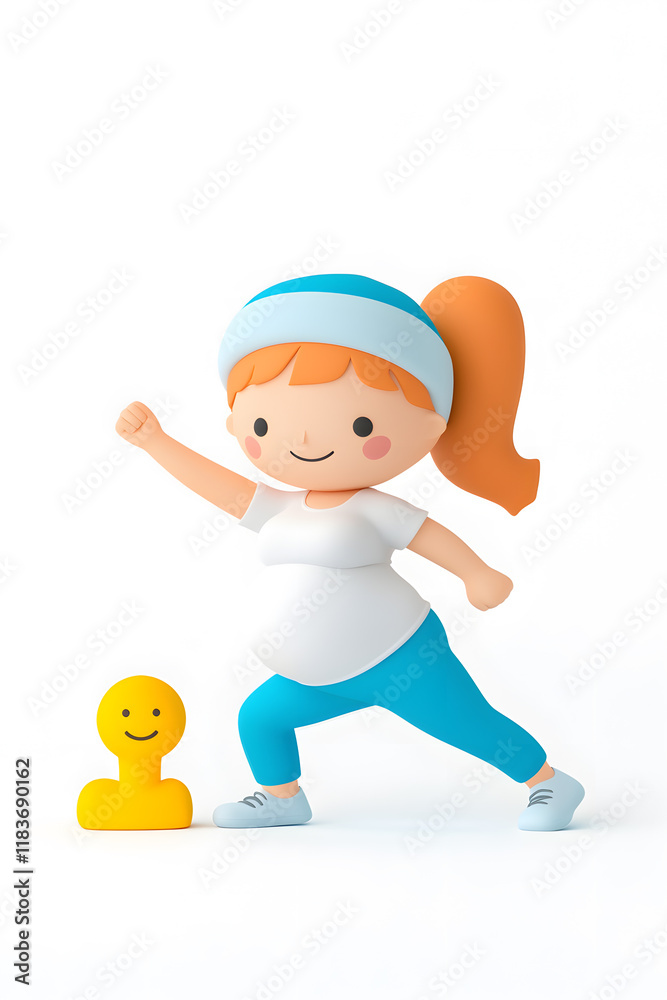 3d happy cartoon pregnant woman in in sportswear, isolated on plain white background 3d happy cartoon pregnant woman in in sportswear, isolated on plain white background