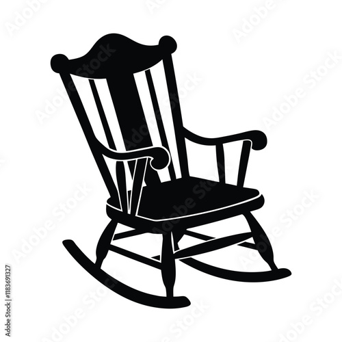 Vintage wooden rocking chair on white background