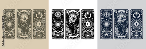 classic eagle playing card tattoo design