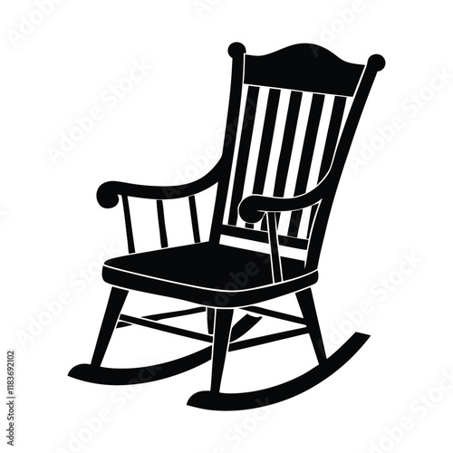 Vintage wooden rocking chair on white background