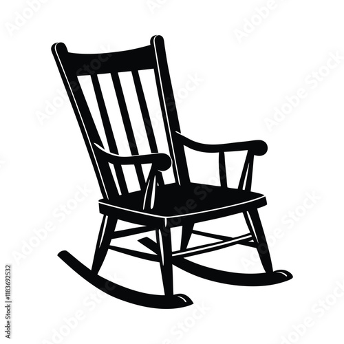 Vintage wooden rocking chair on white background