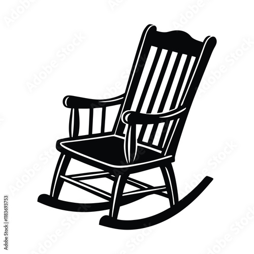 wooden rocking chair silhouette vector ilustation