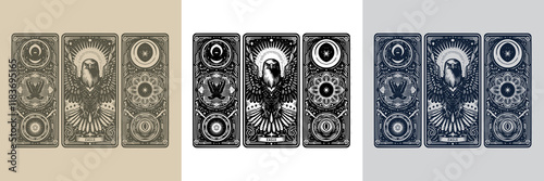 vintage eagle playing card tattoo design