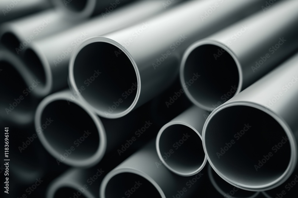 Fototapeta premium Closeup of gray PVC plumbing pipe corners