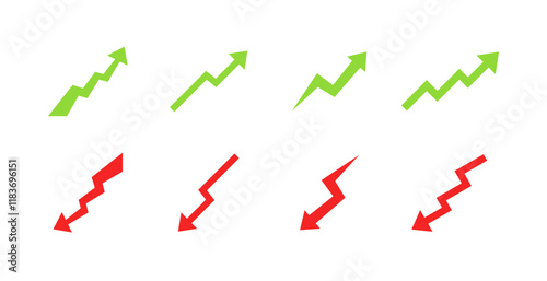 Growth and decline set icons. Flat style. Vector icons.