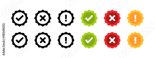 Medal set icons. Consent, waiver and consideration sign icons. Silhouette and flat style. Vector icons.