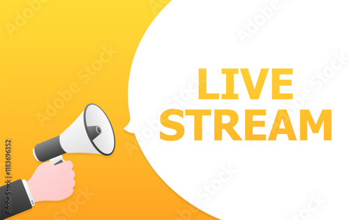 Live stream message icon. Megaphone icon. Flat style. Vector icon.