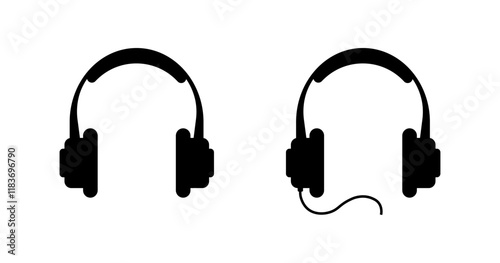 Headphones icons. Silhouette style. Vector icons.