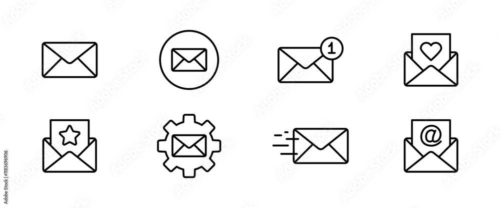 Mail set icons. Linear style. Vector icons. Mail set icons. Linear style. Vector icons.