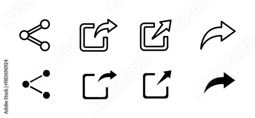 Repost button set icons. Linear and silhouette style. Vector icons.