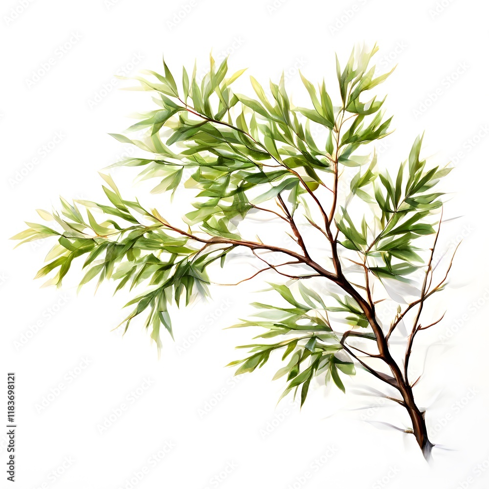 Fototapeta premium A beautiful green bush tree isolated on a white background