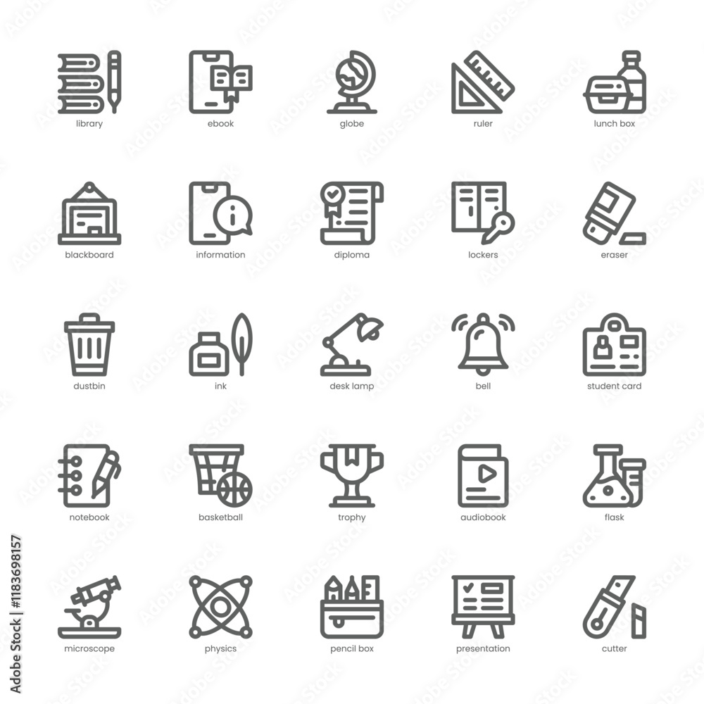 Back to School Icon pack for your website, mobile, presentation, and logo design. Back to School Icon outline design. Vector graphics illustration and editable stroke. Back to School Icon pack for your website, mobile, presentation, and logo design. Back to School Icon outline design. Vector graphics illustration and editable stroke.