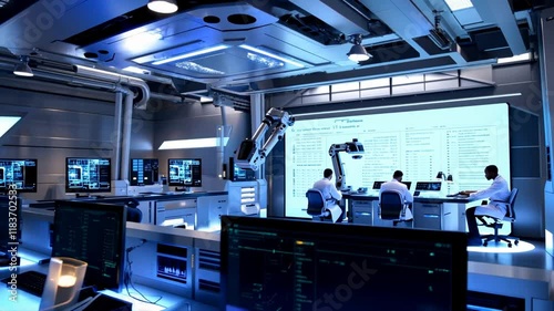 Wallpaper Mural Futuristic Control Room Monitoring Systems Torontodigital.ca