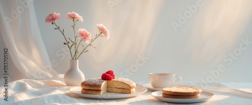 Fresh Breakfast with Flowers and Morning Light photo