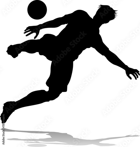 A soccer or football player male silhouette man