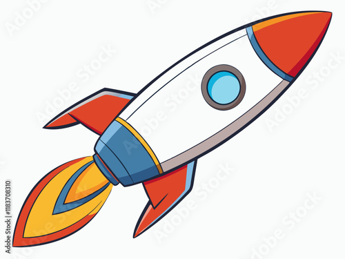 Cartoon Rocket Ship Launching Space Exploration Adventure