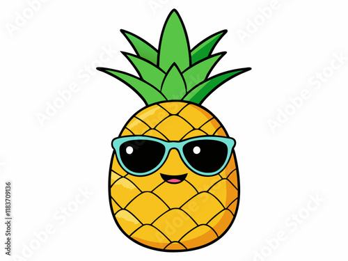 Cool Pineapple Cartoon, Tropical Fruit, Summer Sunglasses