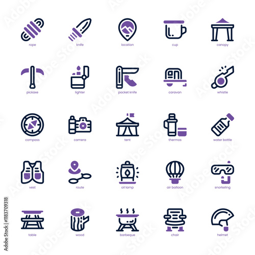Adventure icon pack for your website, mobile, presentation, and logo design. Adventure icon dual tone design. Vector graphics illustration and editable stroke.