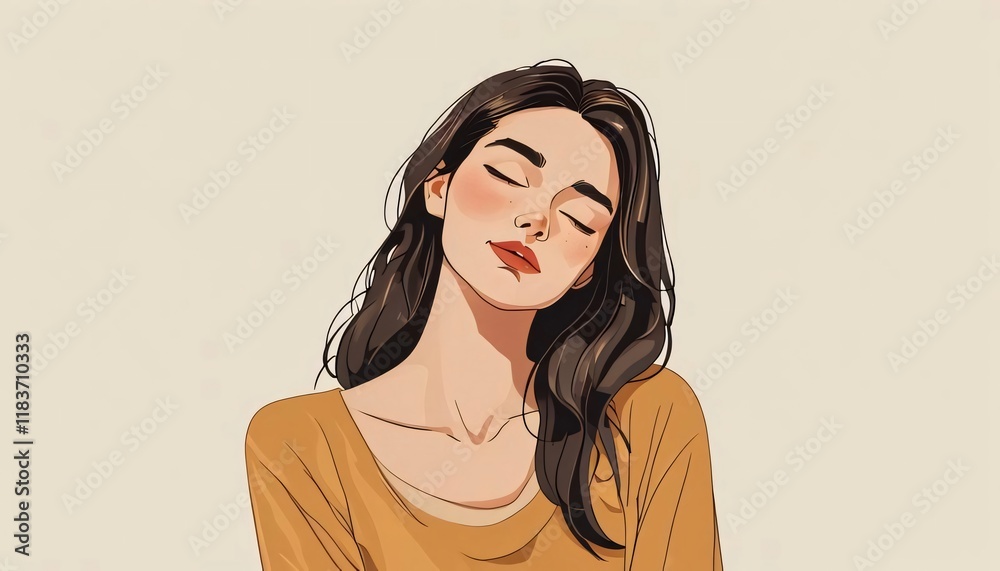 Serene woman, portrait, studio, calm background, profile image. Serene woman, portrait, studio, calm background, profile image.
