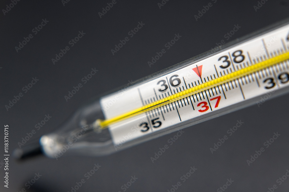 Obraz premium Medical thermometer for examining human body temperature.
