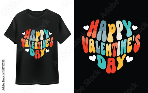 Happy Valentine's Day, Heart shape Typography vector Illustration t-shirt Design. Love concept, 14 February 