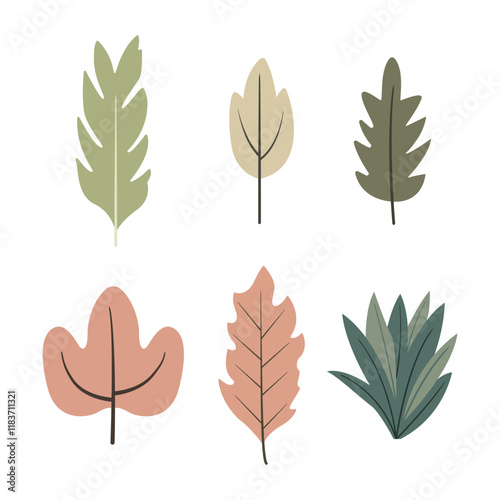 Element Set of Autumn Leaf Leaves Foliage Plant Decoration in the Park