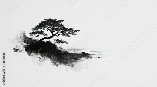 Solitary Bonsai: A Monochrome Masterpiece of Tranquility