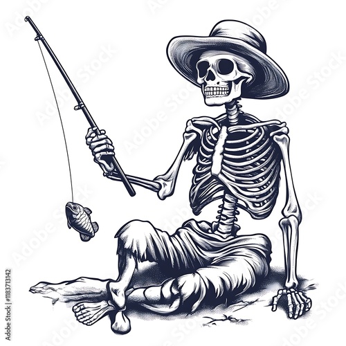 Skeleton Fisherman Relaxing photo