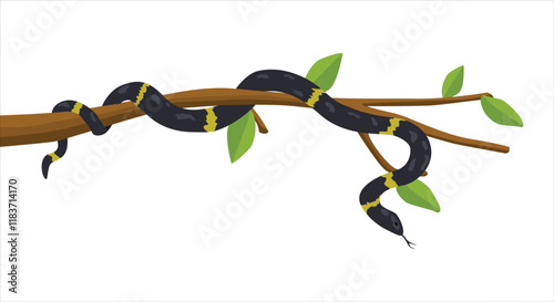 Snake hanging on a tree branch