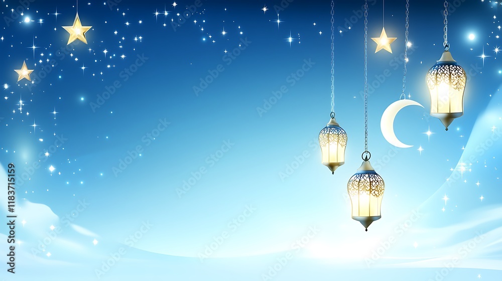 Obraz premium Festive Ramadan Lanterns Stars and Crescent Moon