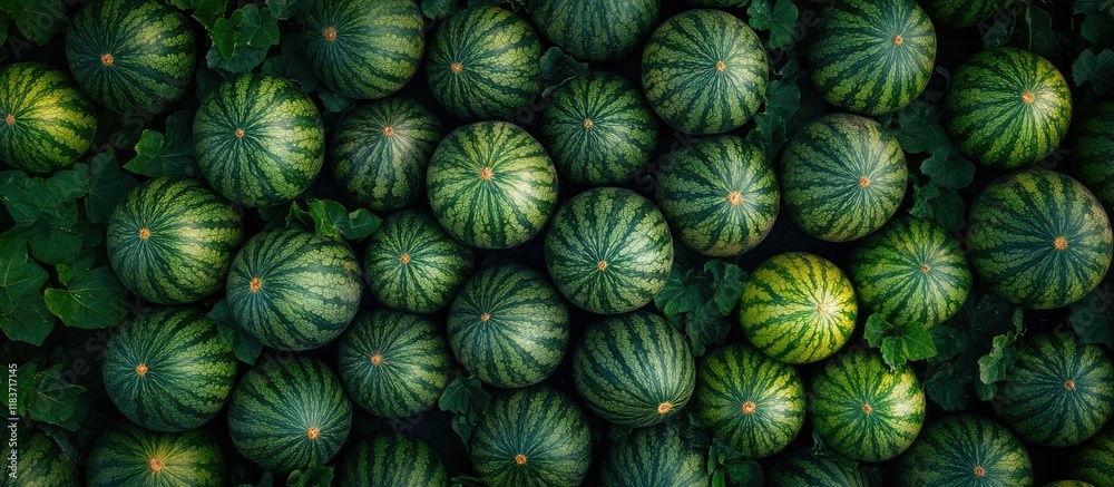 Fototapeta premium A Lush Abundance: Watermelons in a Verdant Field