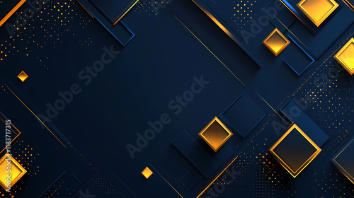 The futuristic vision of golden-blue cubes